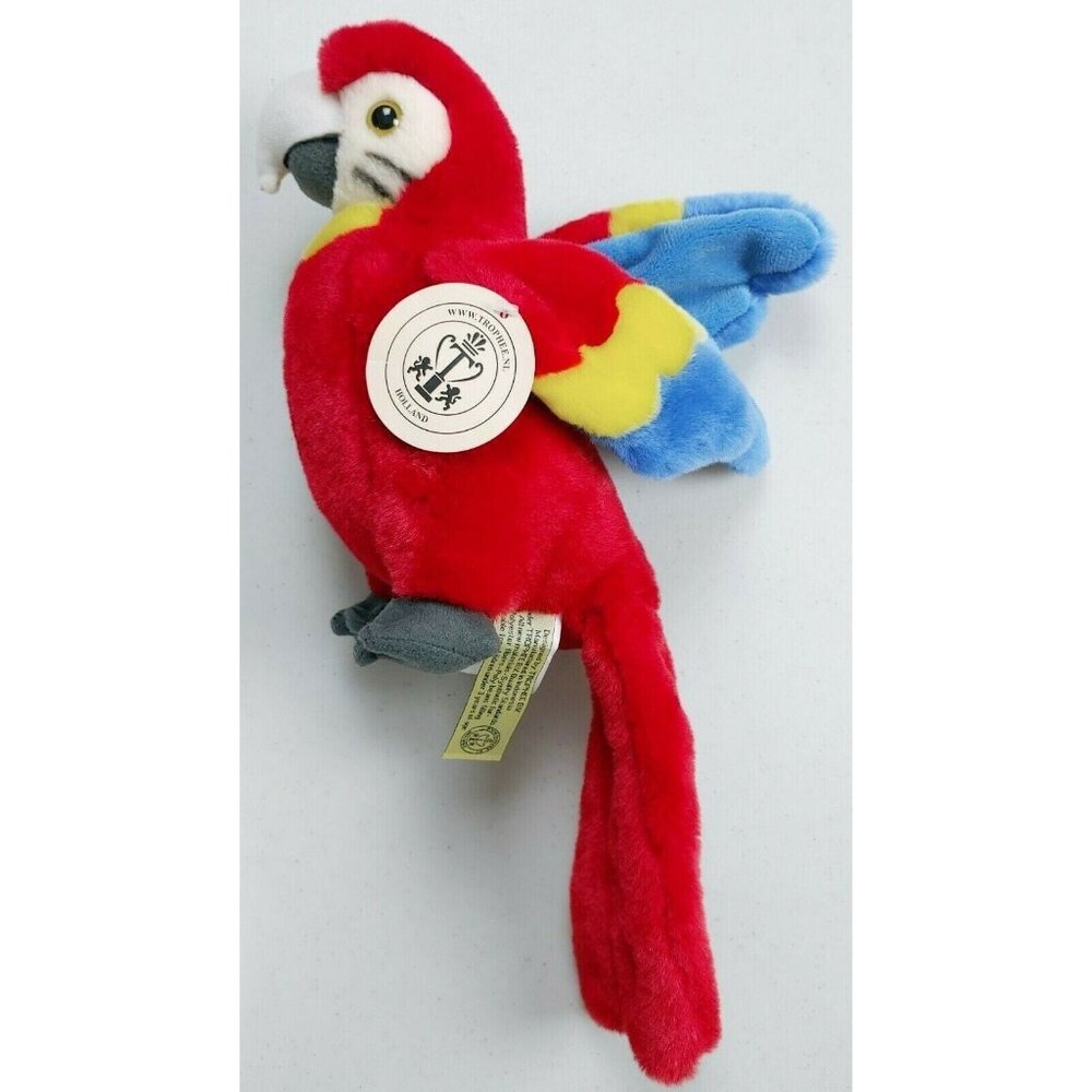 Scarlet Macaw/Parrot - 10in. Stuffed/Plush Bird - Trophee B.V. Holland